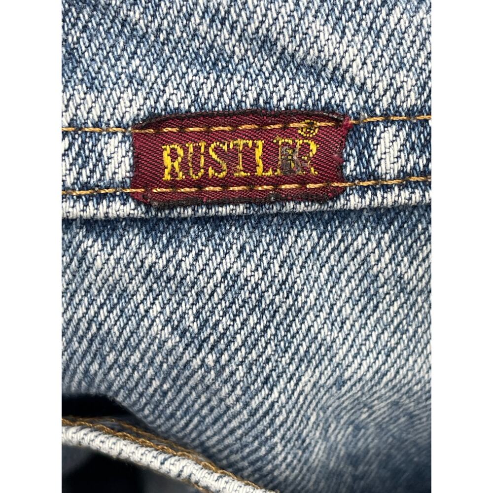 Rustler Women's Blue High Waisted Wide Leg Baggy Crop Denim Jeans Size 34x29 - Picture 5 of 5
